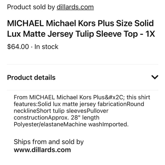 Michael Kors women’s XL matte jersey tulip sleeve blouse NWT - Picture 5 of 5